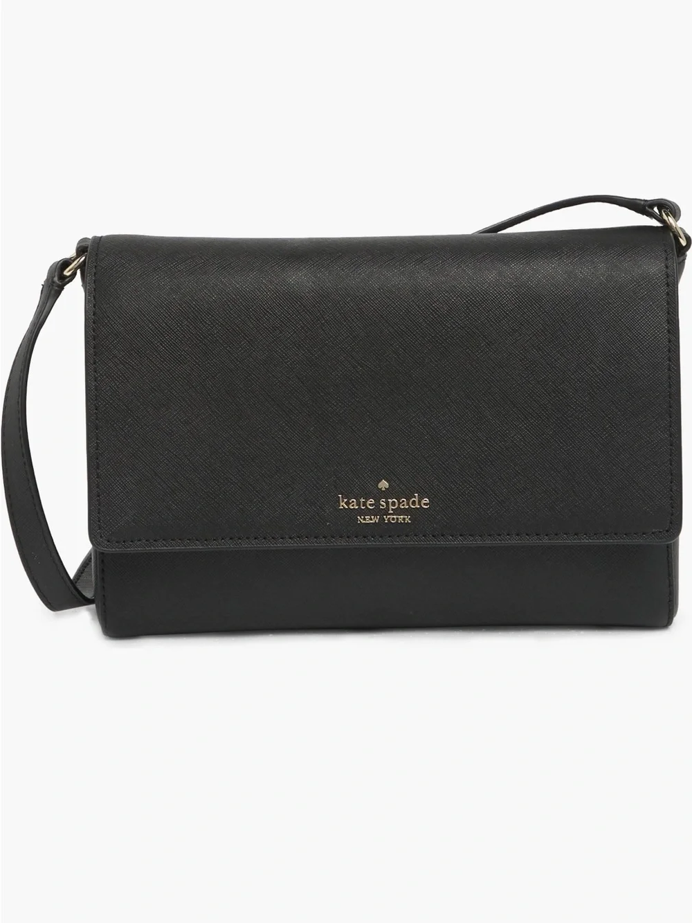 Kate Spade Black Leather Crossbody with Gold Logo